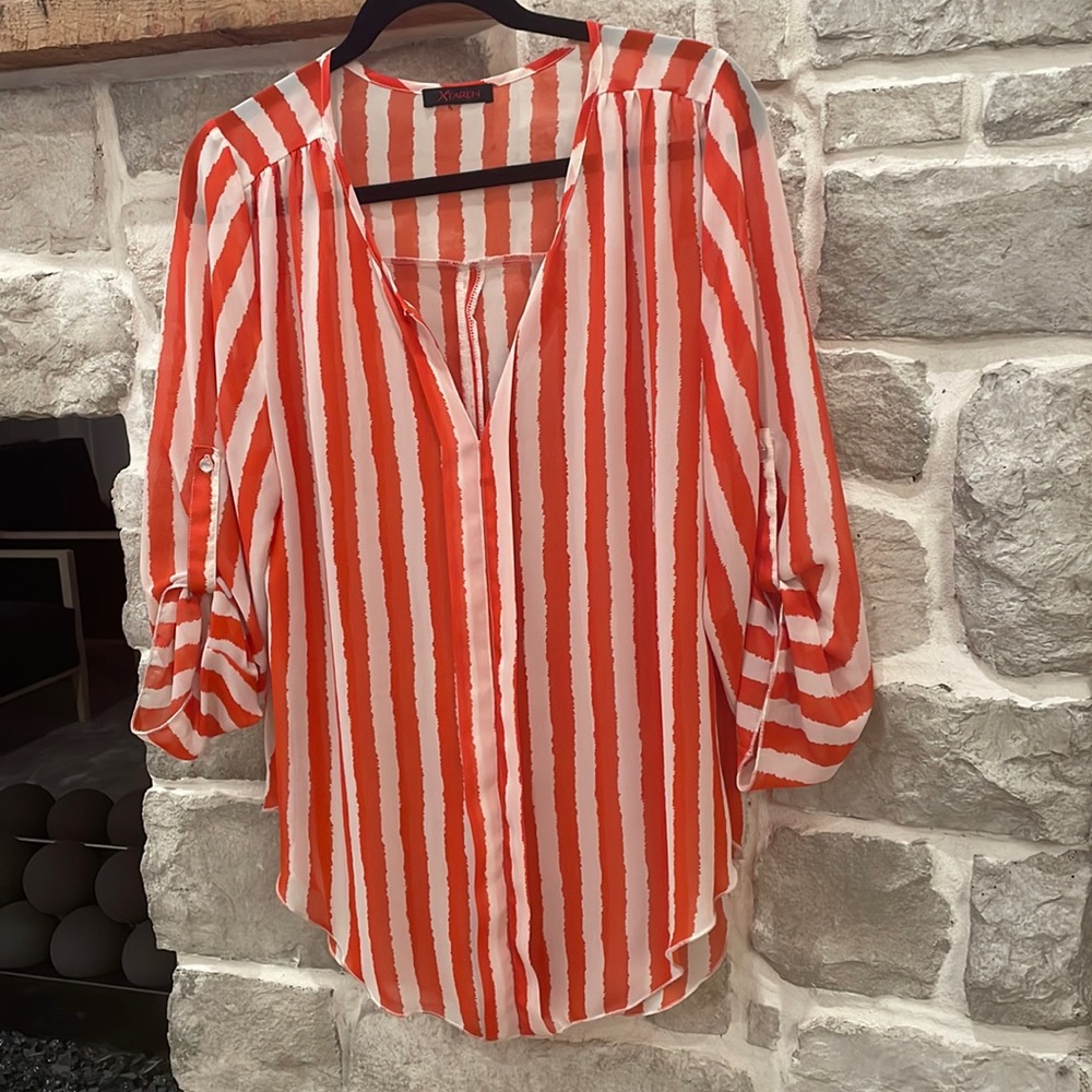 Orange and White Top